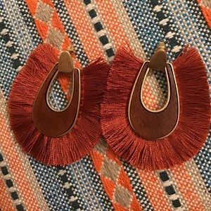 Rust Tassel Oval Dangling earrings